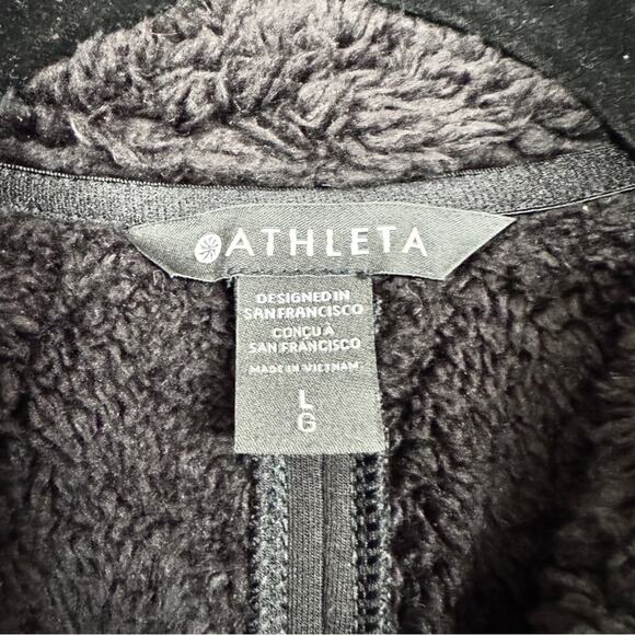 Athleta Black Westbound Sherpa Lined Jacket Womens L Classic Warm Coat Fall - Picture 5 of 8